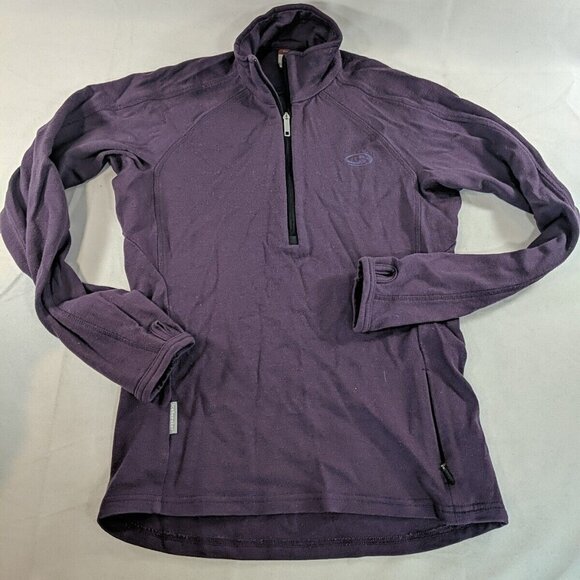 Icebreaker Sport 320 Women XS Merino Purple 1/4 Zip Long Sleeve Shirt Sweater - Picture 1 of 13